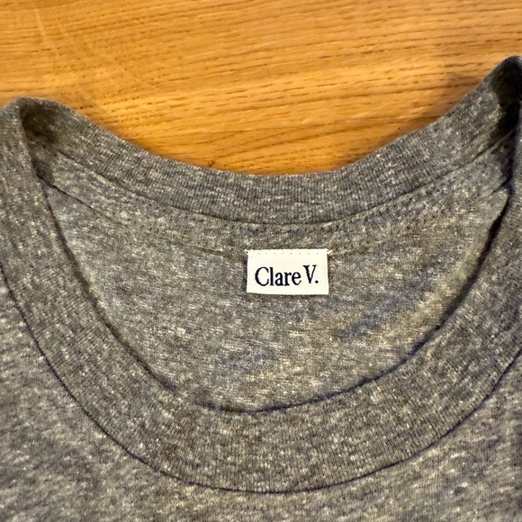 Clare V ruffle Grey and blue splattered T EUC - Picture 4 of 8